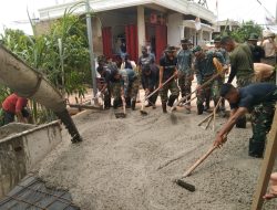 Keringat Tak Terhitung, Beton Terus Mengalir: Satgas TMMD 130 dan Warga Kejar Pengecoran Jalan